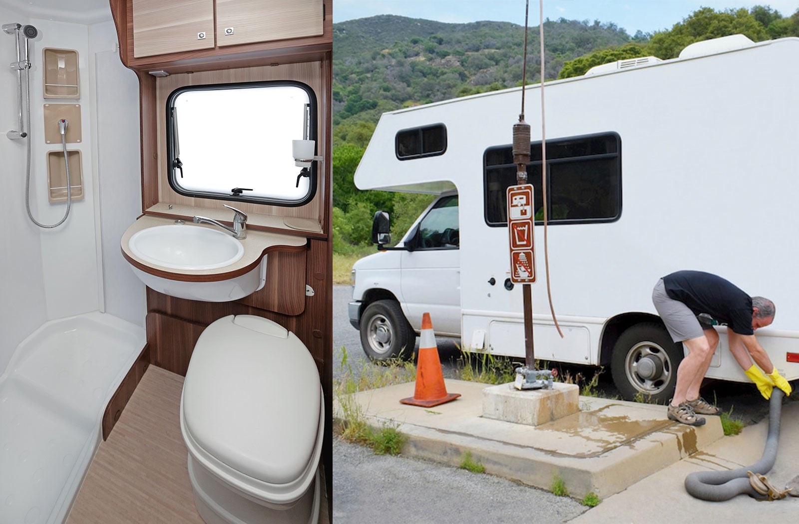 Portable RV/camper toilet and holding tank setup in Niles, Michigan